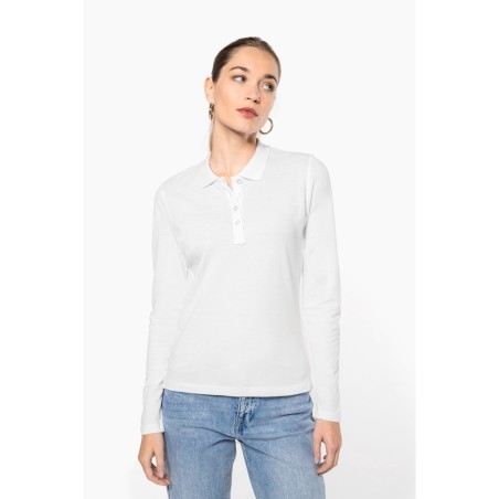 Polo piqué manches longues femme