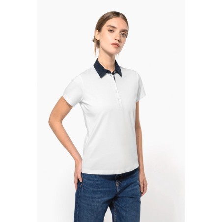Polo jersey bicolore femme