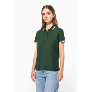 Polo femme manches courtes à liserés contrastés