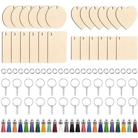 Porte-Clés en Bois, 4 Formes Différentes