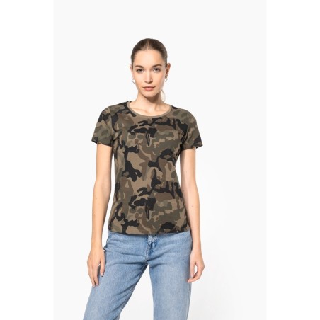 T-shirt camo manches courtes femme