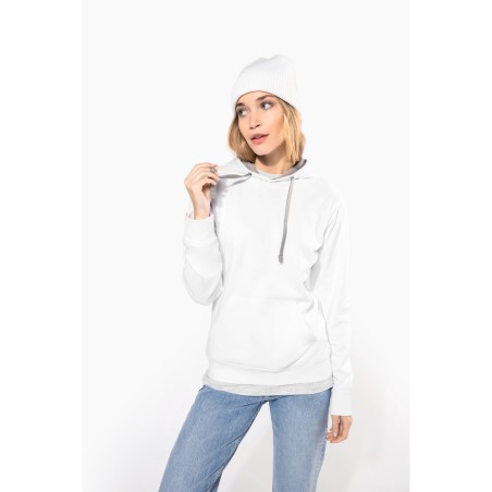 Sweat-shirt capuche contrastée femme