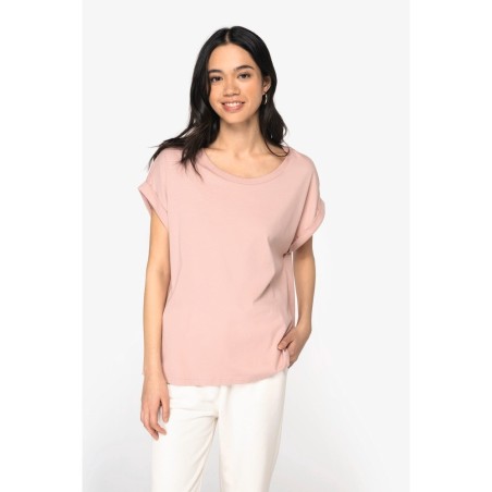 T-shirt écoresponsable manches à revers femme