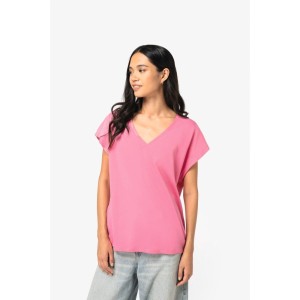 T-shirt écoresponsable loose à col V femme