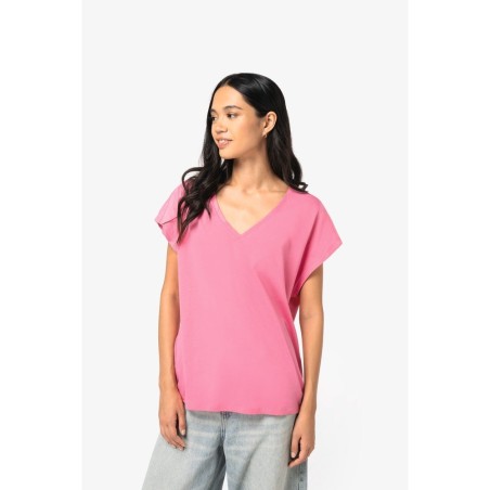 T-shirt écoresponsable loose à col V femme