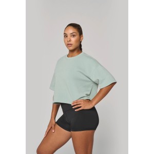 Sweat-shirt crop à manches courtes col rond femme