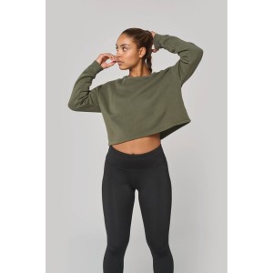 Sweat-shirt crop col rond femme