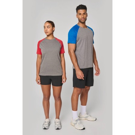 T-shirt triblend bicolore sport manches courtes unisexe