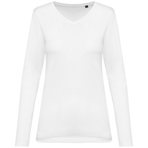 T-shirt Supima® col V manches longues femme