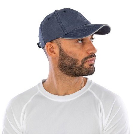 Casquette coton fine ligne lavé avec visière sandwich