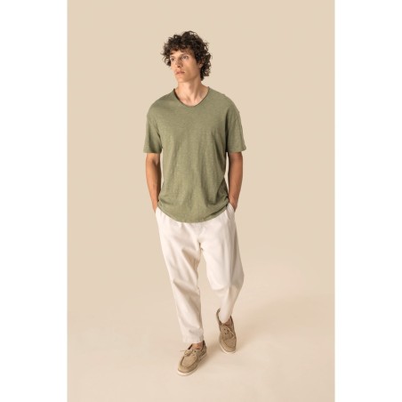 T-shirt écoresponsable col slub à épaules tombantes homme