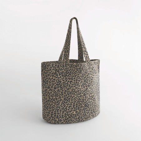 Sac cabas en toile imprimé léopard
