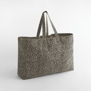 Sac cabas oversize en toile imprimé léopard