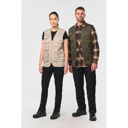 Gilet polycoton multipoches doublé unisexe