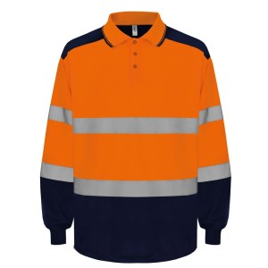 Polo bicolore manches longues haute visibilité