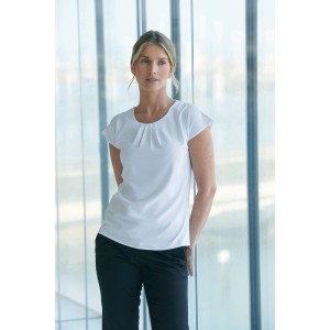 Top col plissé femme