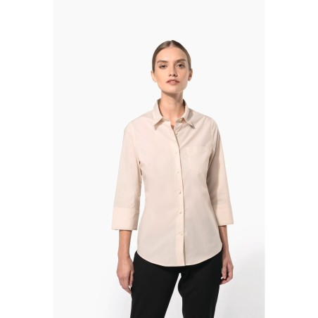 Chemise popeline polycoton manches 3/4 entretien facile femme