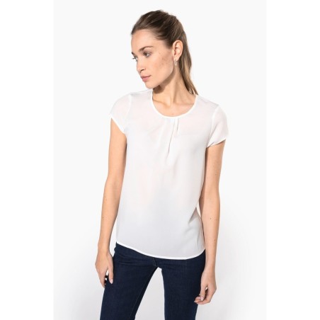 Blouse crêpe manches courtes femme