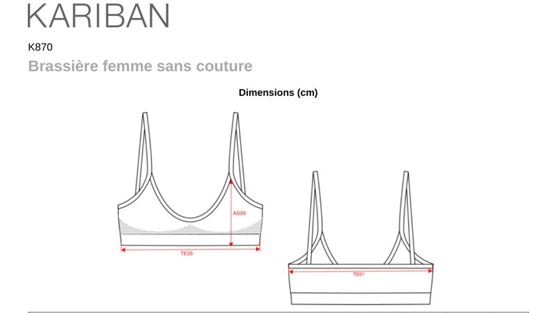 Schema mesures K870